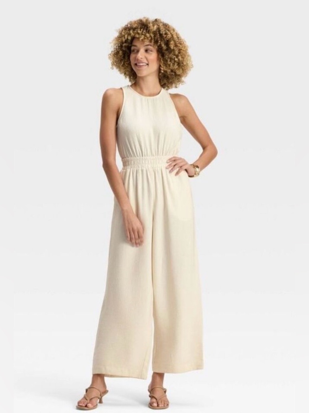 A New Day - Women's Modern Gauze Jumpsuit - A New Day
Cream Large